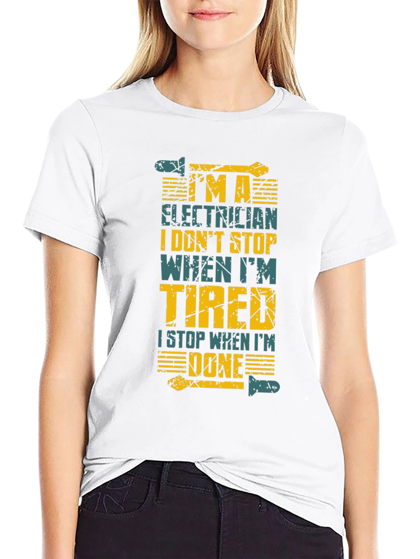 Electrician Humor T-Shirt: I Stop When Im Done