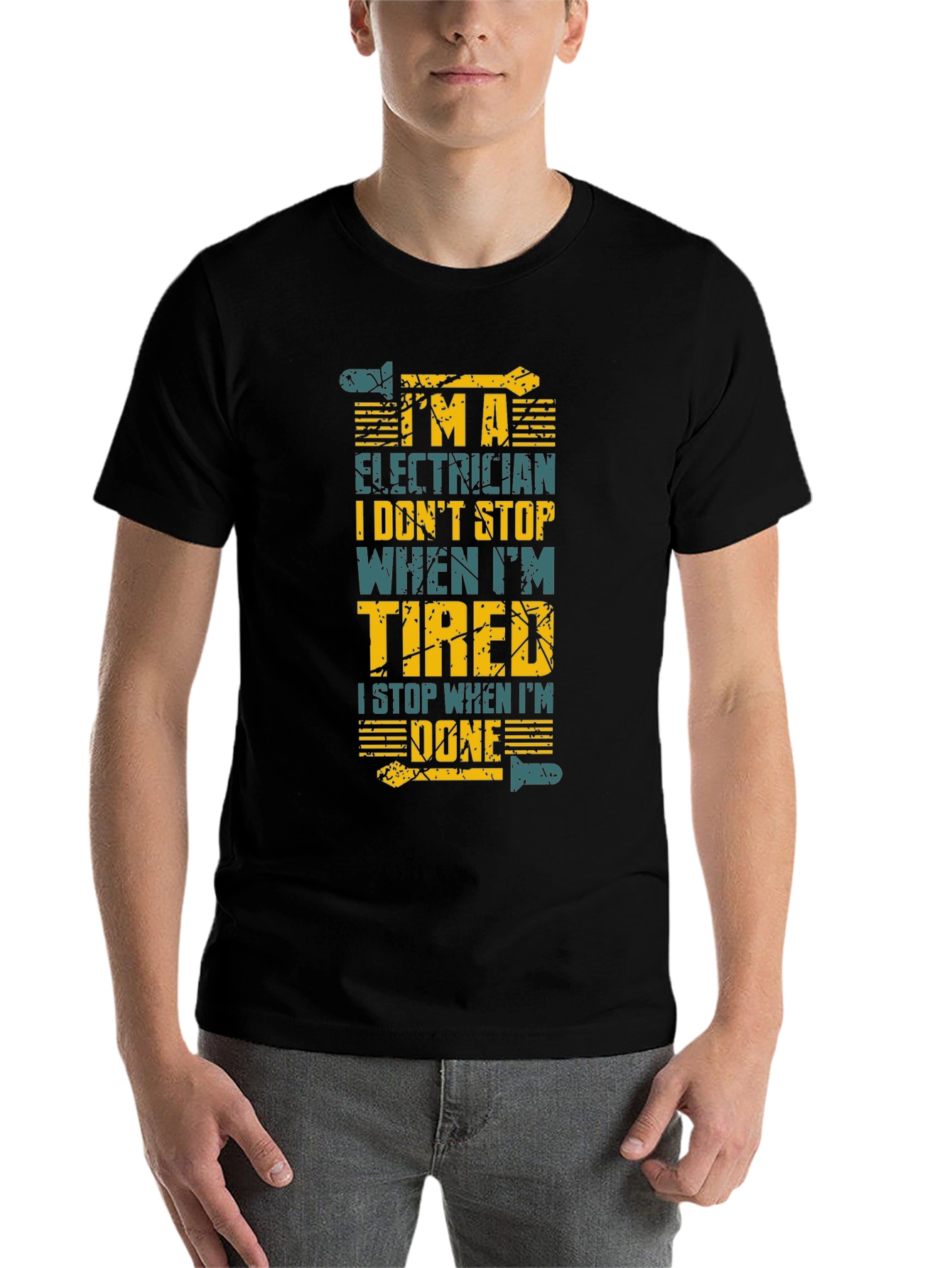 Electrician Humor T-Shirt: I Stop When Im Done