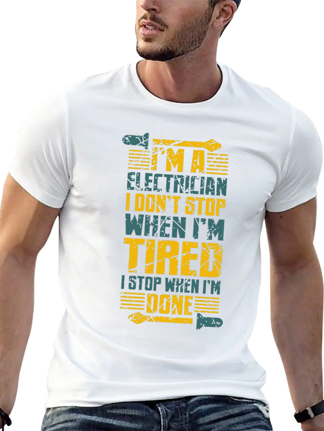 Electrician Humor T-Shirt: I Stop When Im Done
