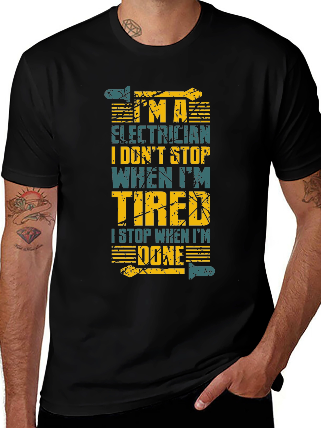 Electrician Humor T-Shirt: I Stop When Im Done