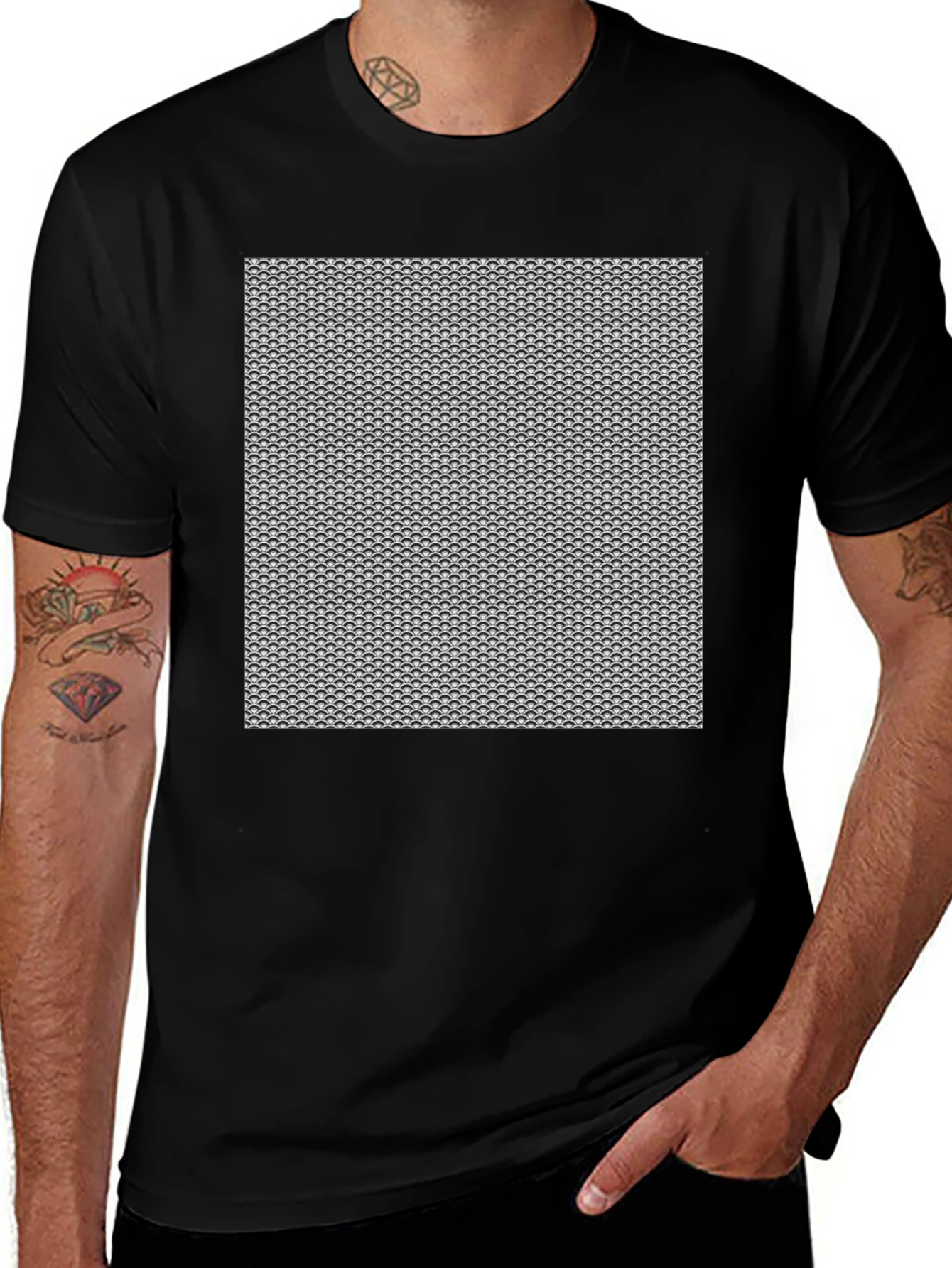 Chainmail Pattern Black T-Shirt