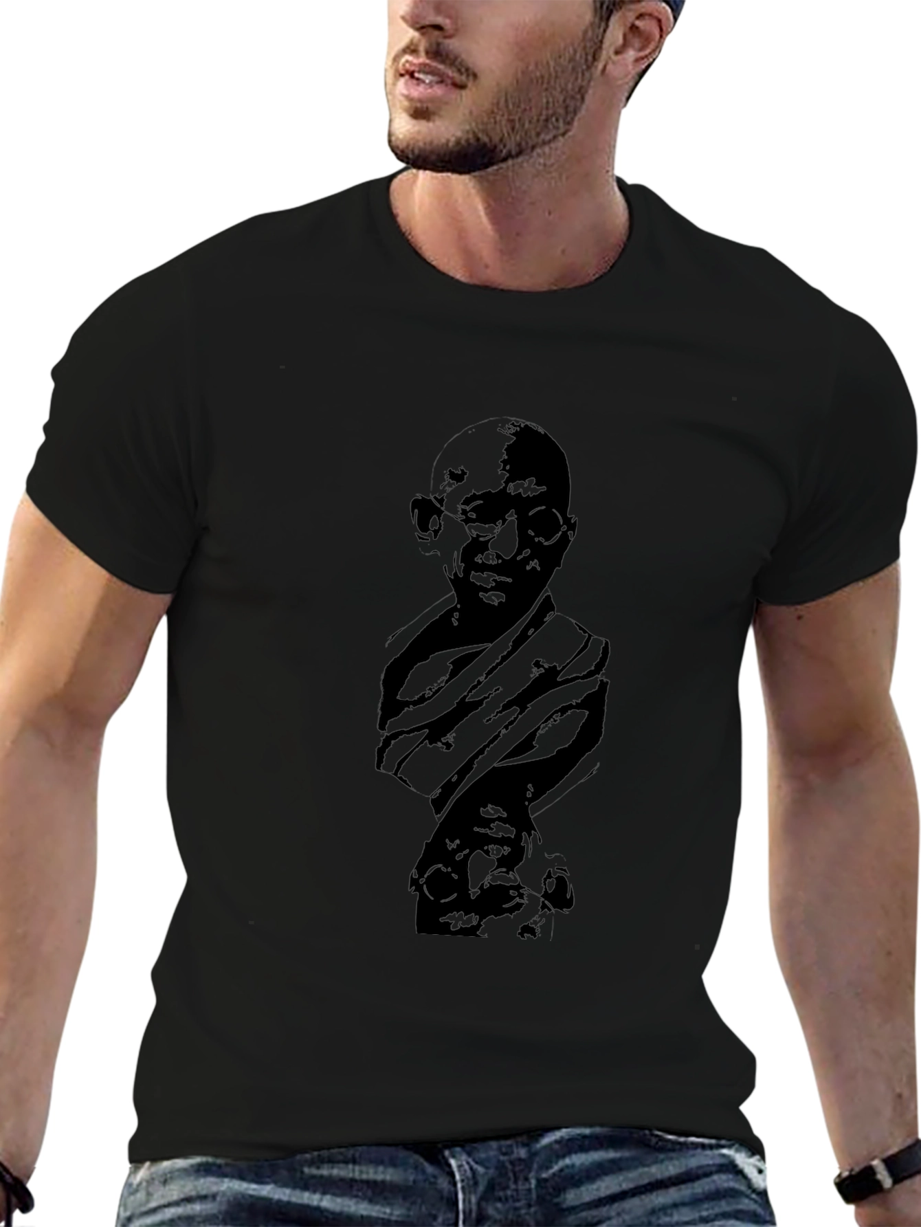 Gandhi Portrait Black T-Shirt