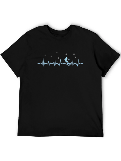 Skiing Heartbeat T-Shirt - Winter Sports Apparel