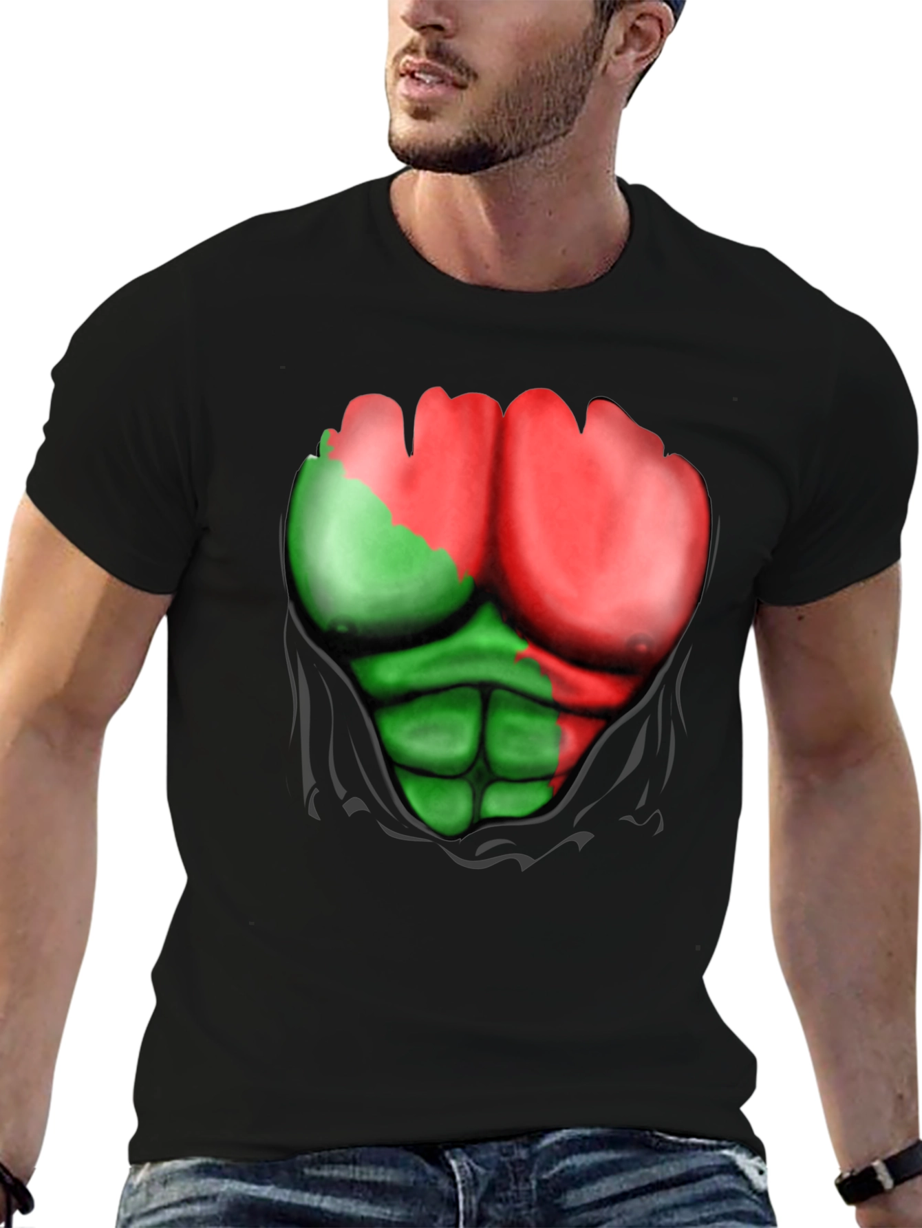 Funny Ripped Muscle T-Shirt - Bodybuilding Illusion Tee