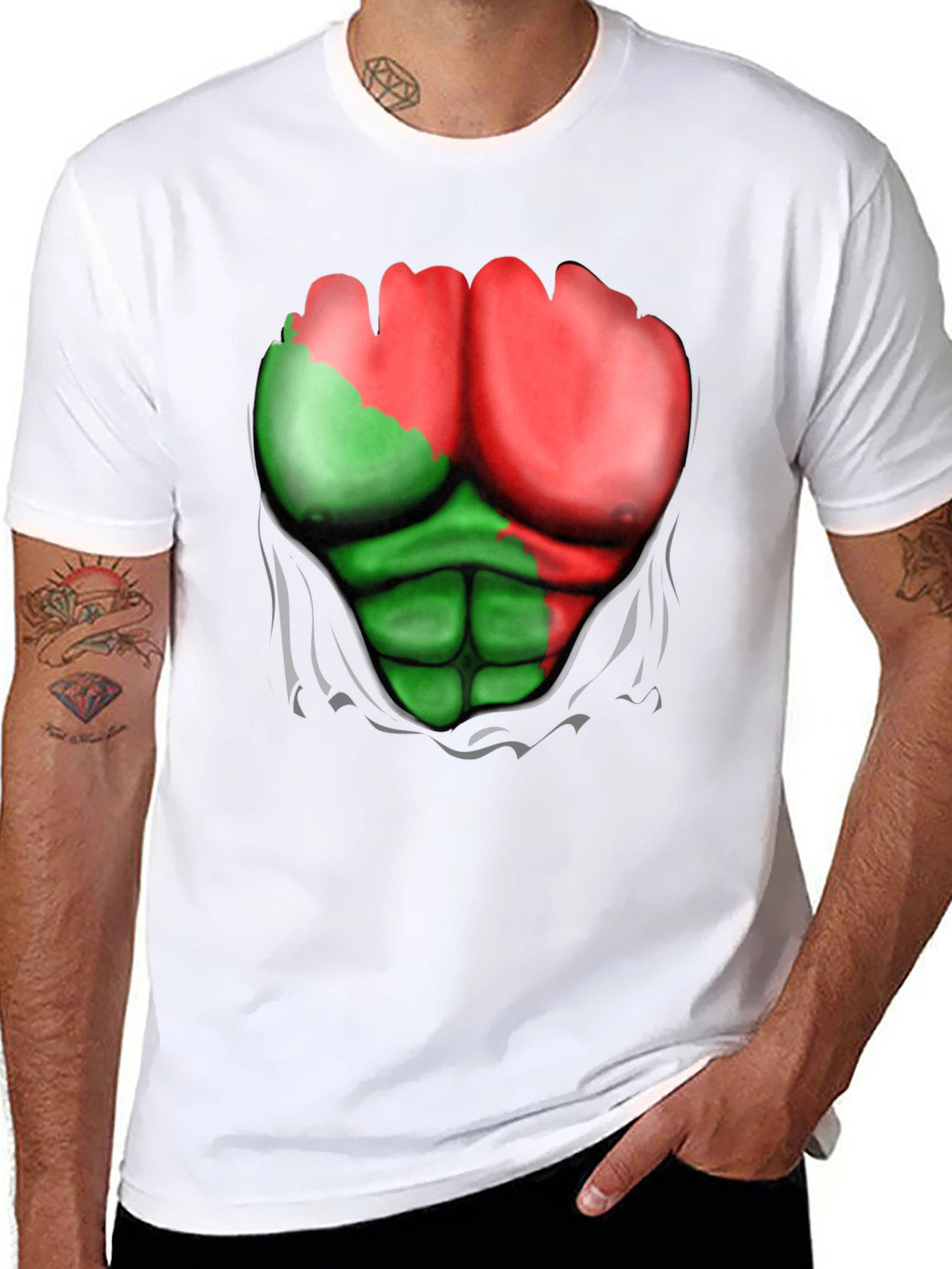Funny Ripped Muscle T-Shirt - Bodybuilding Illusion Tee