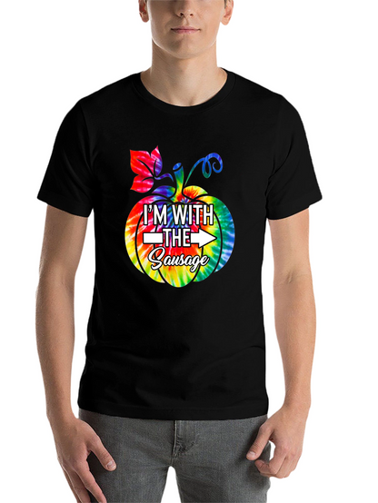 Im With The Sausage Pumpkin Tie-Dye Funny T-Shirt