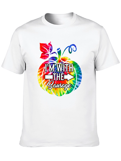 Im With The Sausage Pumpkin Tie-Dye Funny T-Shirt