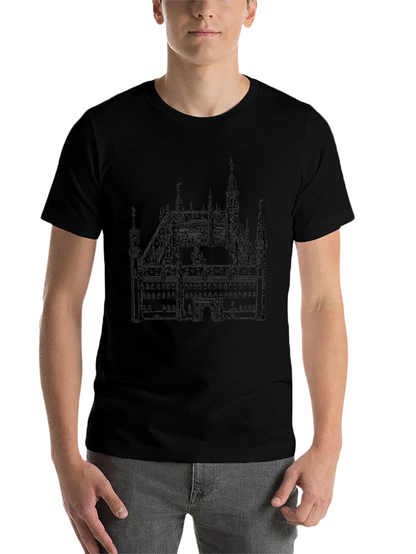 Black T-Shirt with Building Print