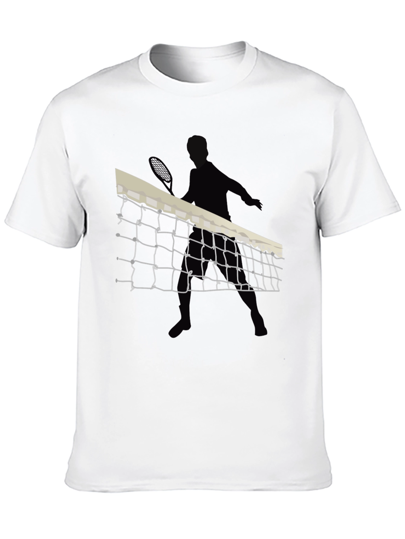 Tennis Net Graphic Tee - Black Cotton T-Shirt