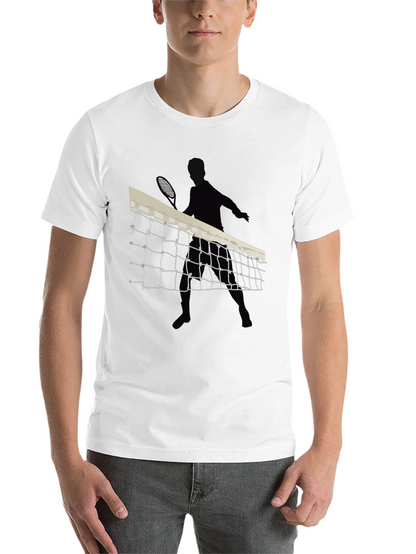 Tennis Net Graphic Tee - Black Cotton T-Shirt