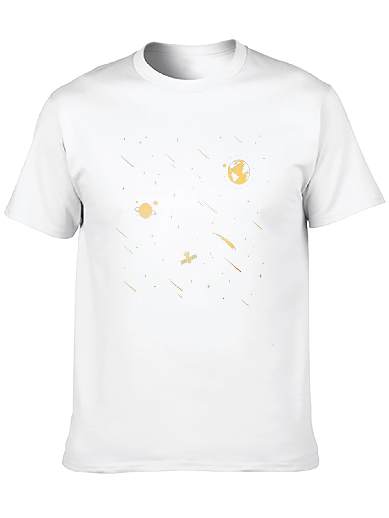 Cosmic Voyage Black T-Shirt - Space Design