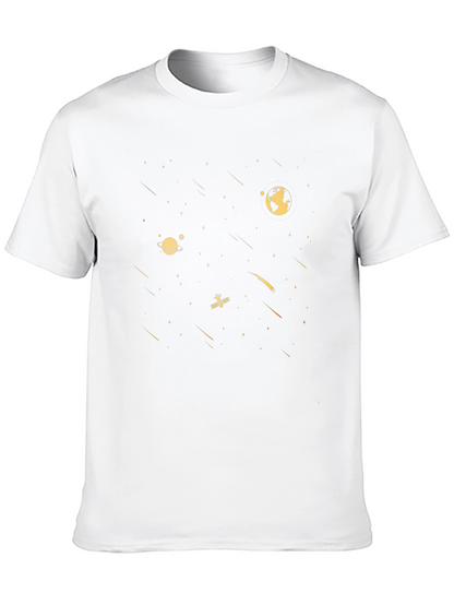 Cosmic Voyage Black T-Shirt - Space Design