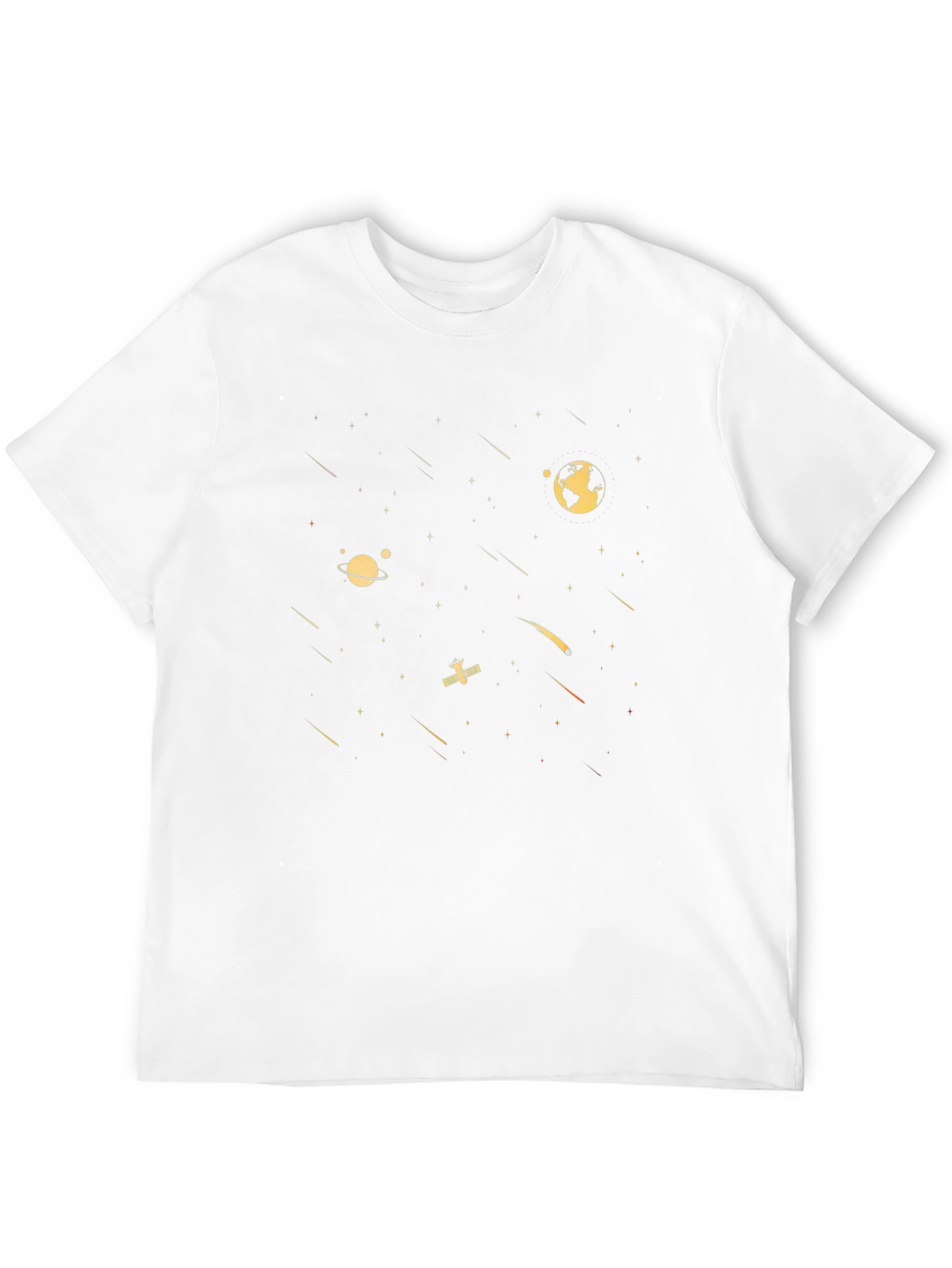 Cosmic Voyage Black T-Shirt - Space Design