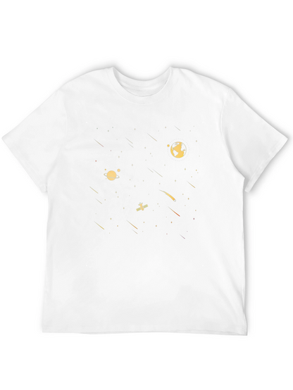 Cosmic Voyage Black T-Shirt - Space Design