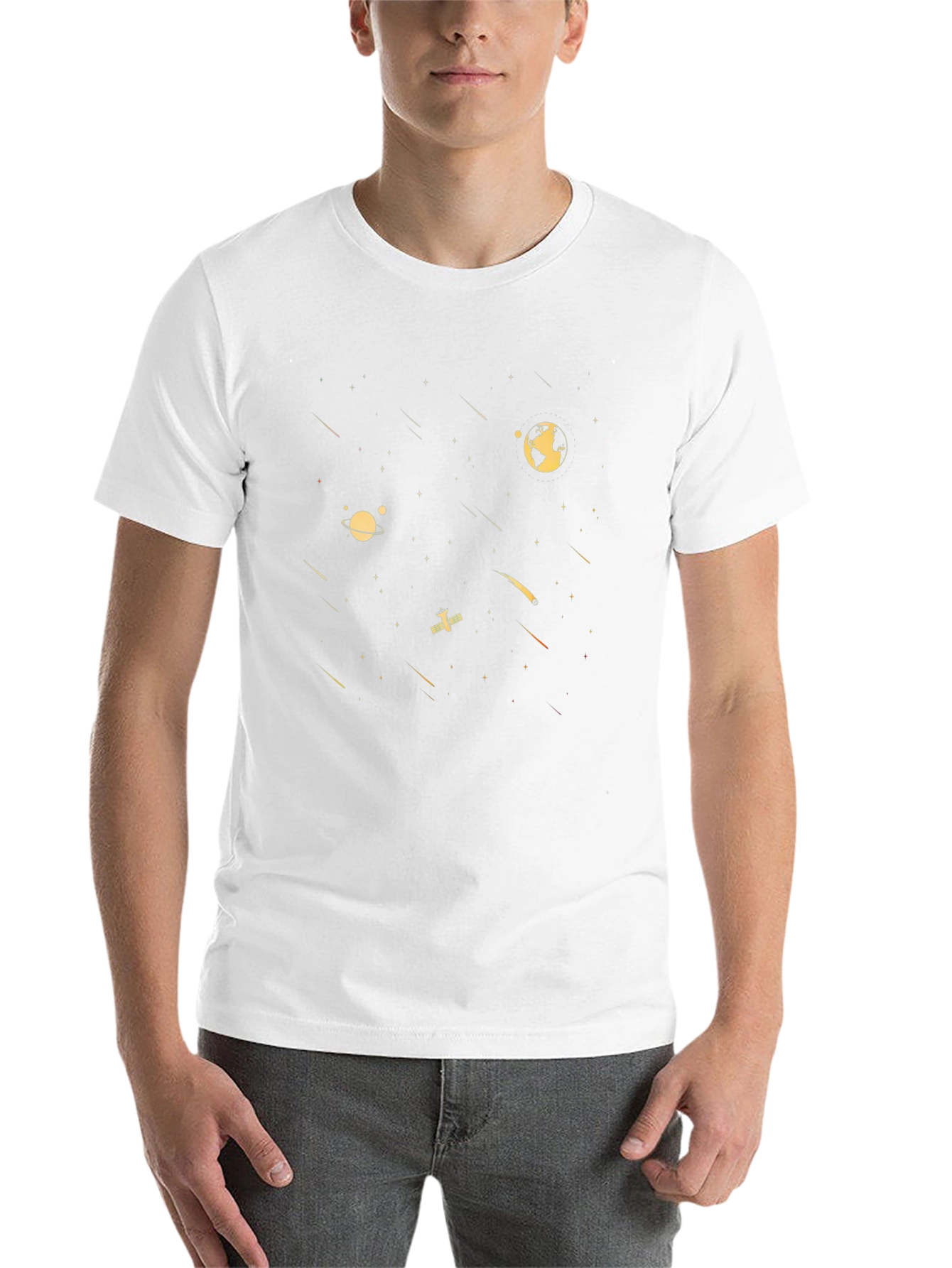 Cosmic Voyage Black T-Shirt - Space Design