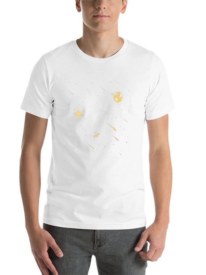 Cosmic Voyage Black T-Shirt - Space Design