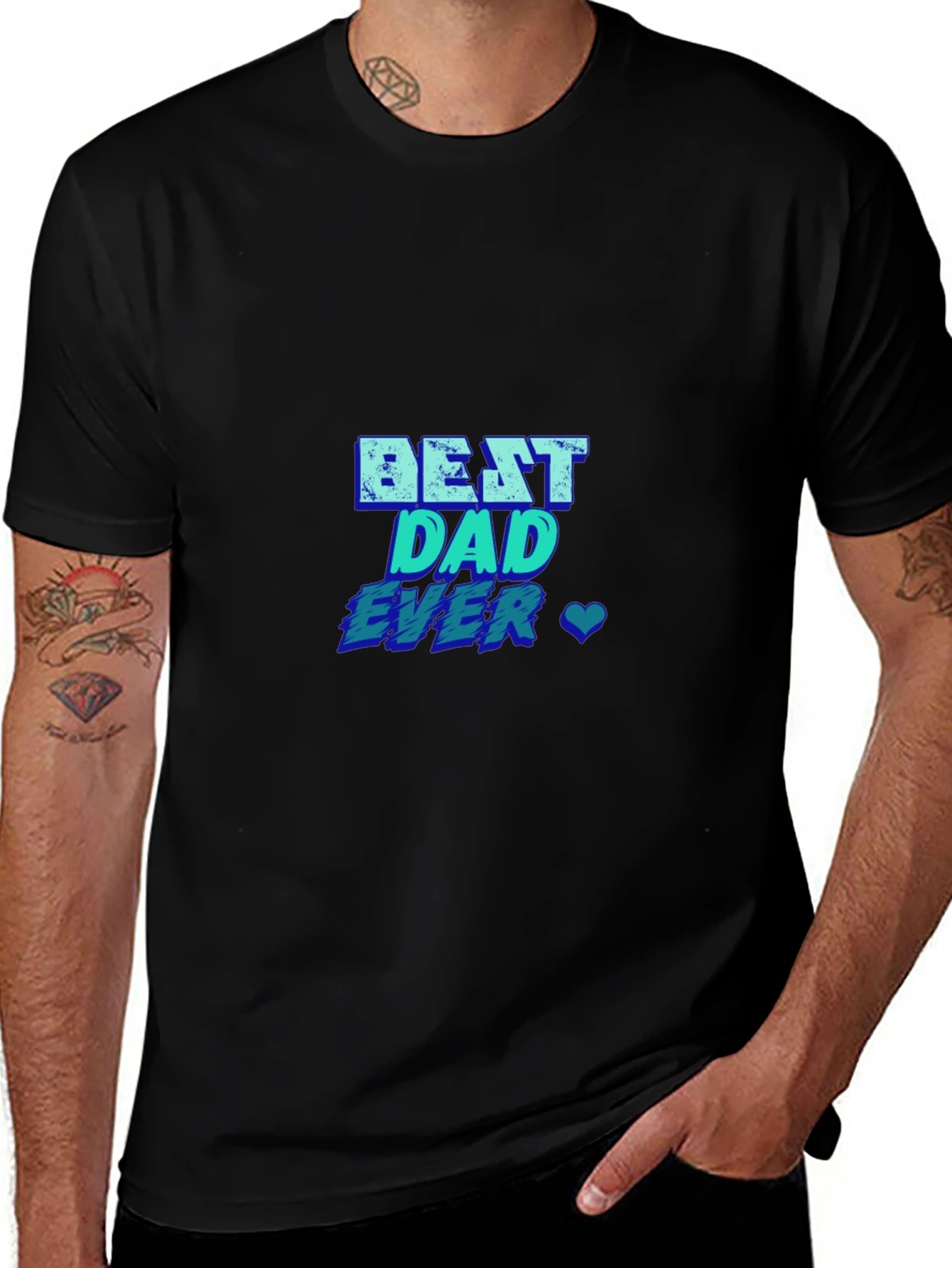 Best Dad Ever T-Shirt - Blue Graphic Print