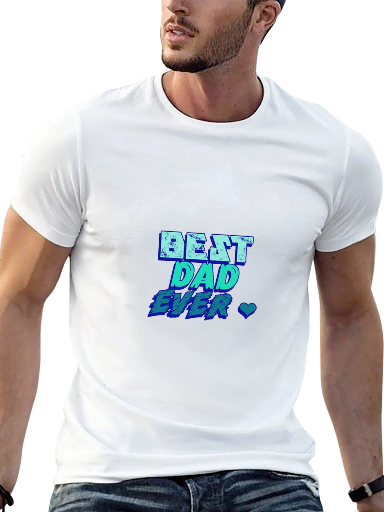 Best Dad Ever T-Shirt - Blue Graphic Print