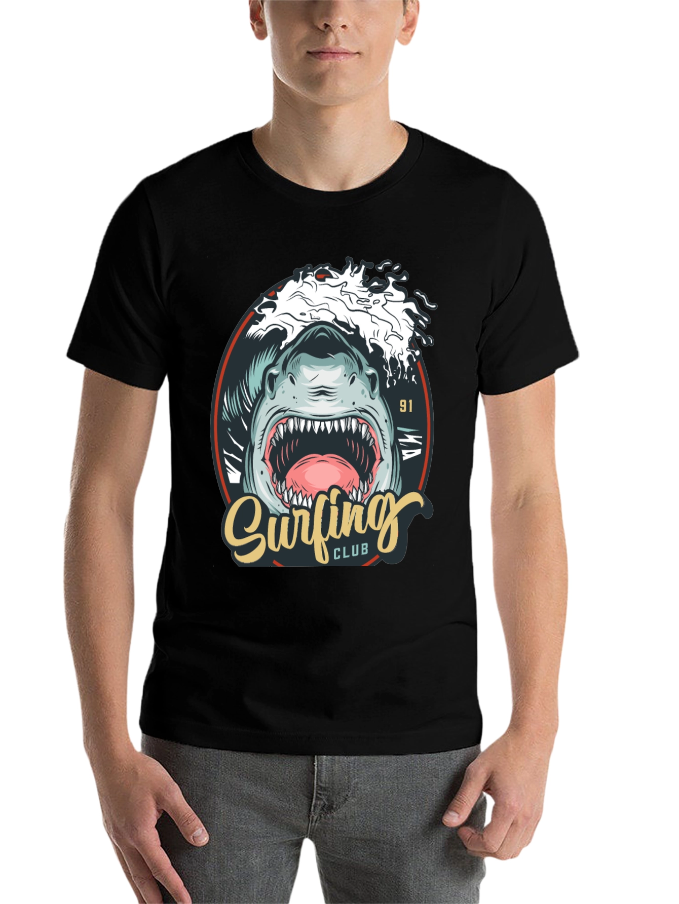 Surfing Club Shark Graphic T-Shirt