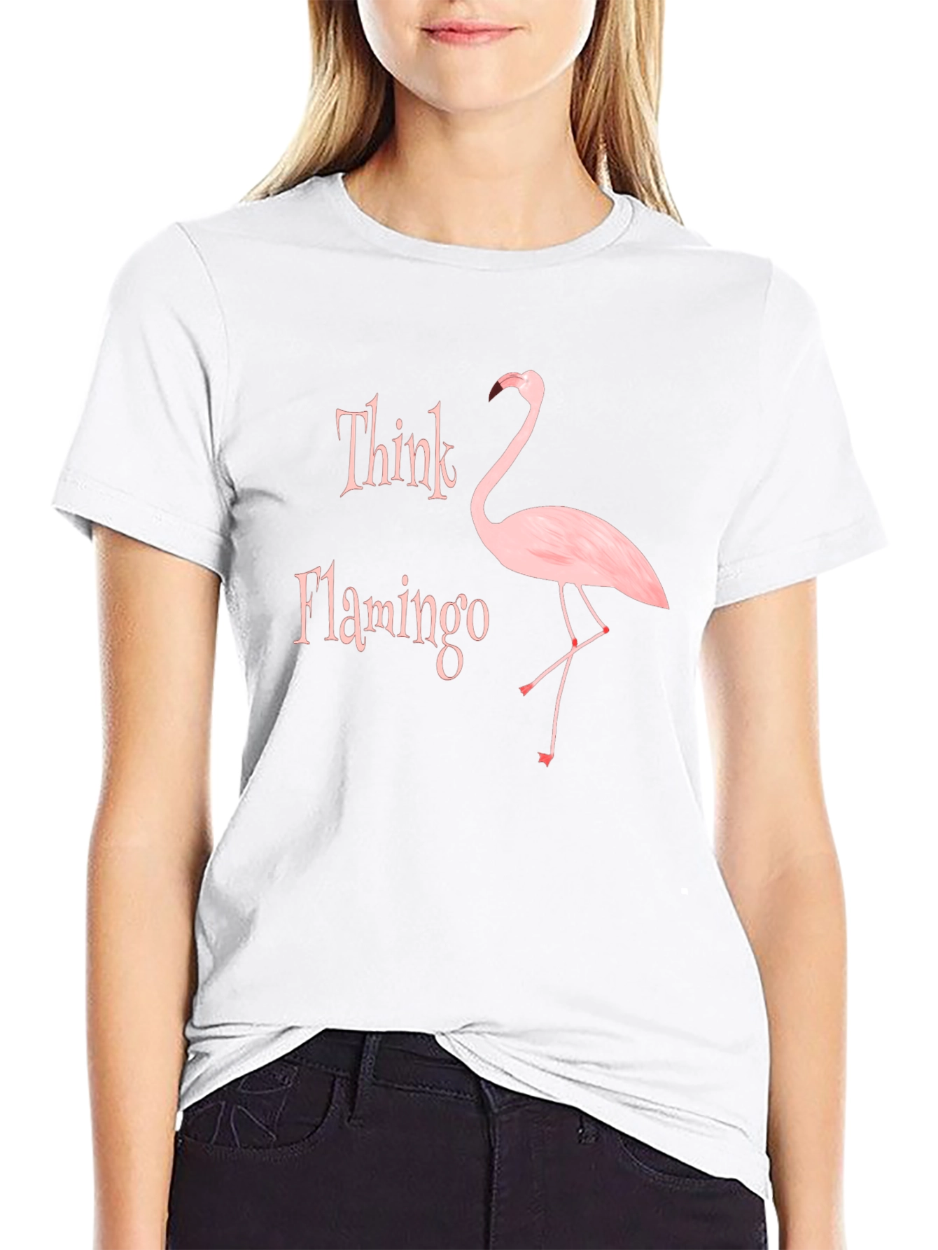 Think Flamingo Black Graphic T-Shirt