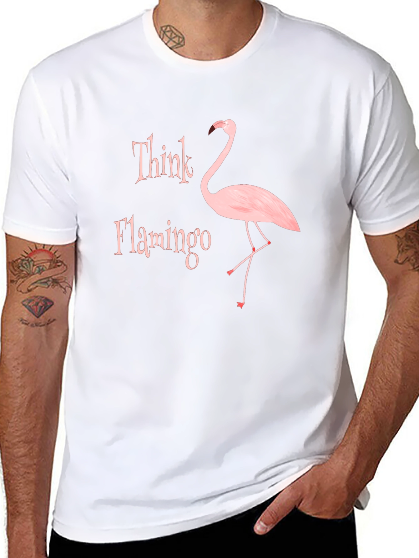 Think Flamingo Black Graphic T-Shirt