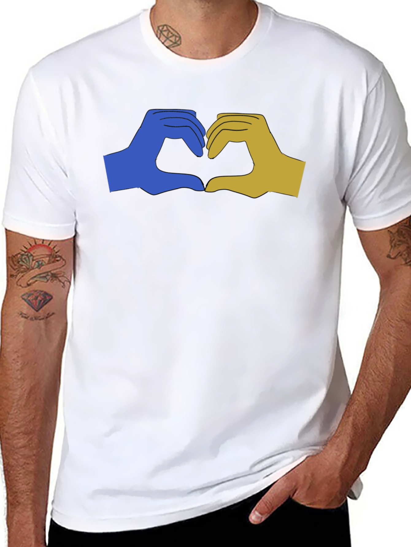 Ukraine Heart Hands Graphic Tee - Black Unisex T-Shirt