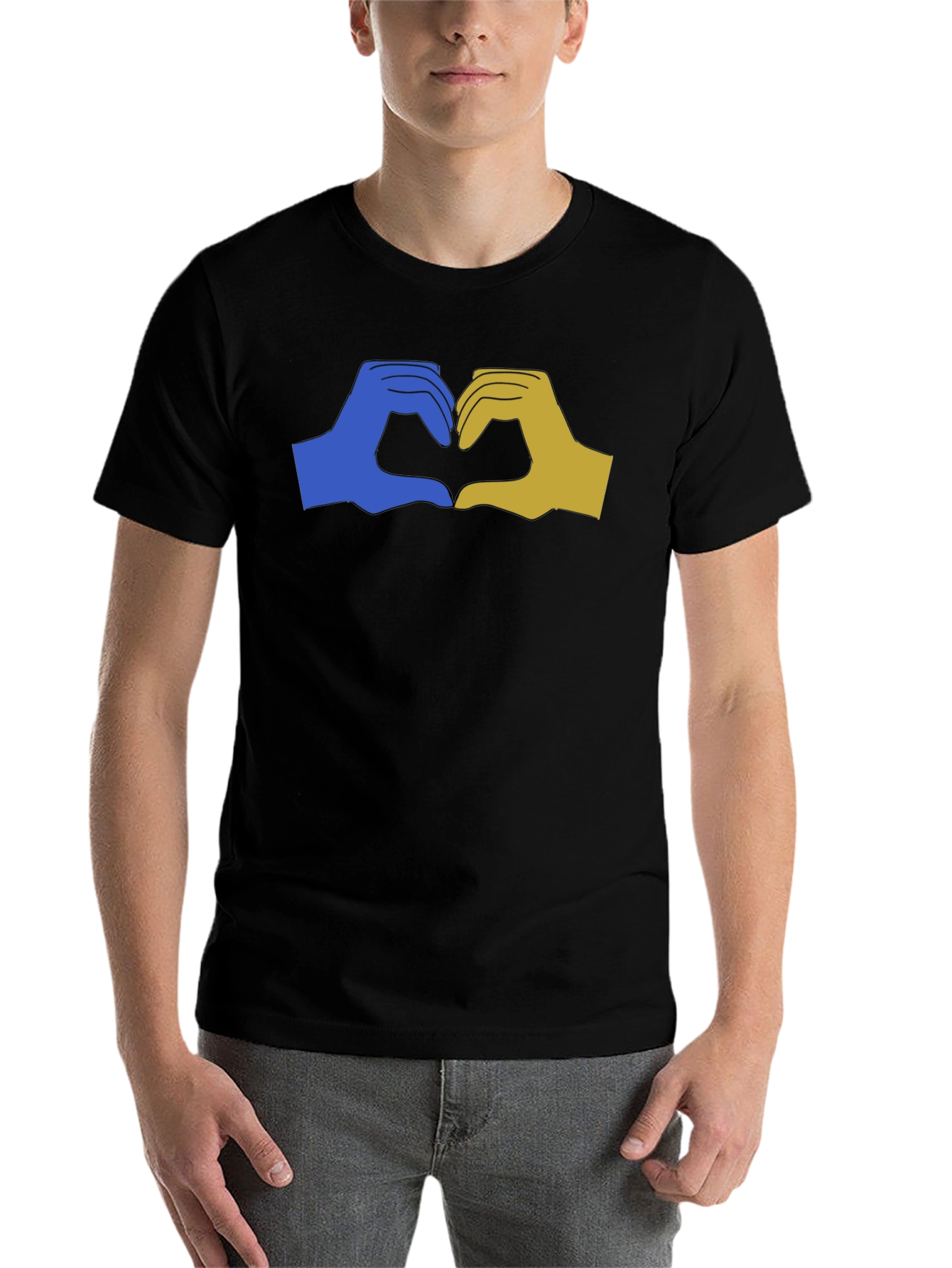 Ukraine Heart Hands Graphic Tee - Black Unisex T-Shirt