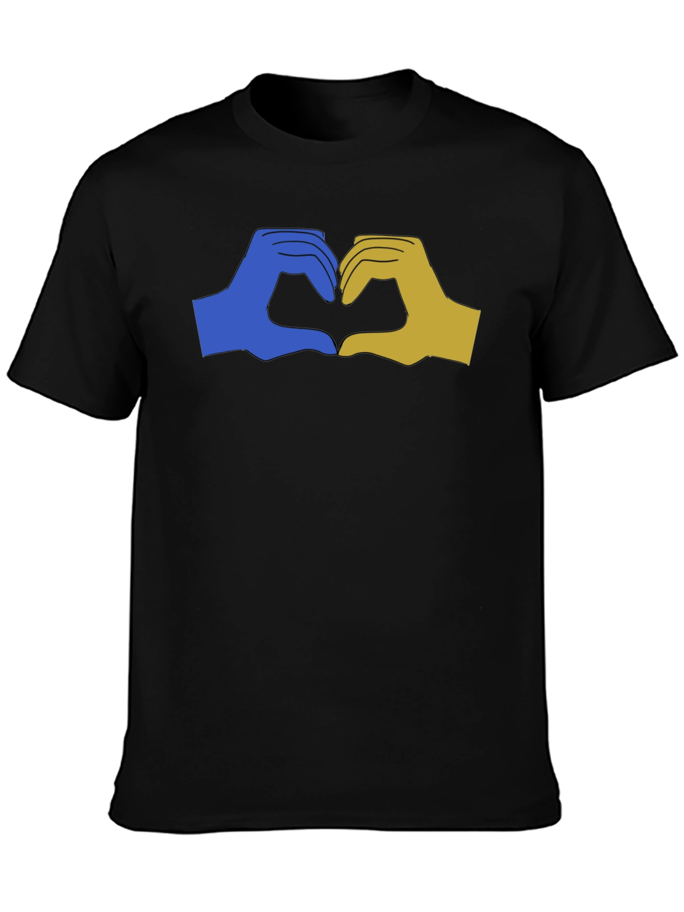 Ukraine Heart Hands Graphic Tee - Black Unisex T-Shirt