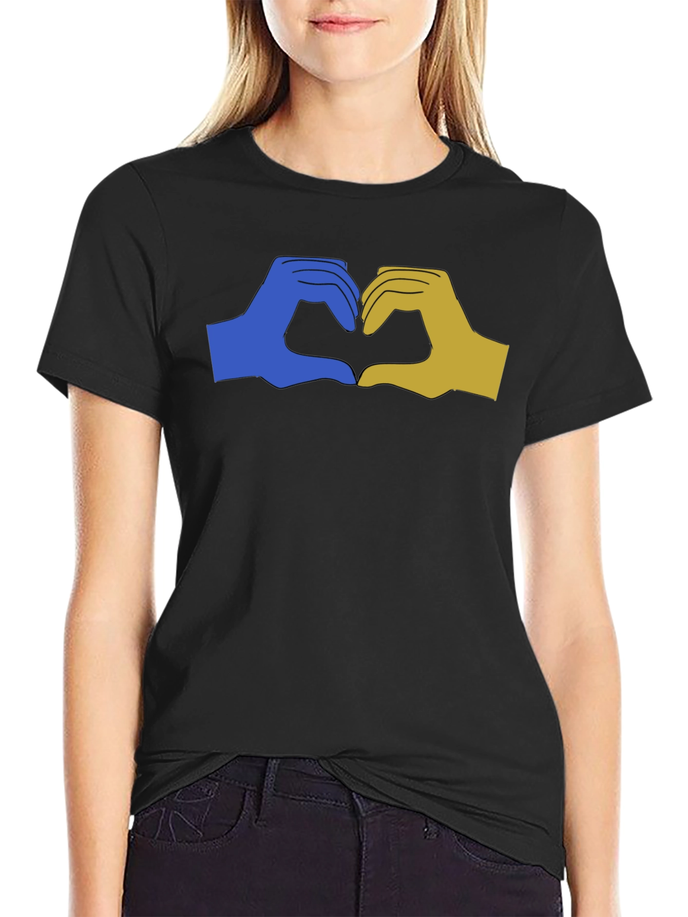 Ukraine Heart Hands Graphic Tee - Black Unisex T-Shirt