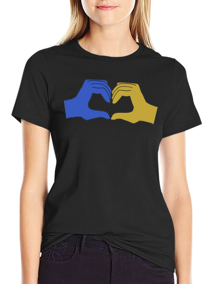 Ukraine Heart Hands Graphic Tee - Black Unisex T-Shirt
