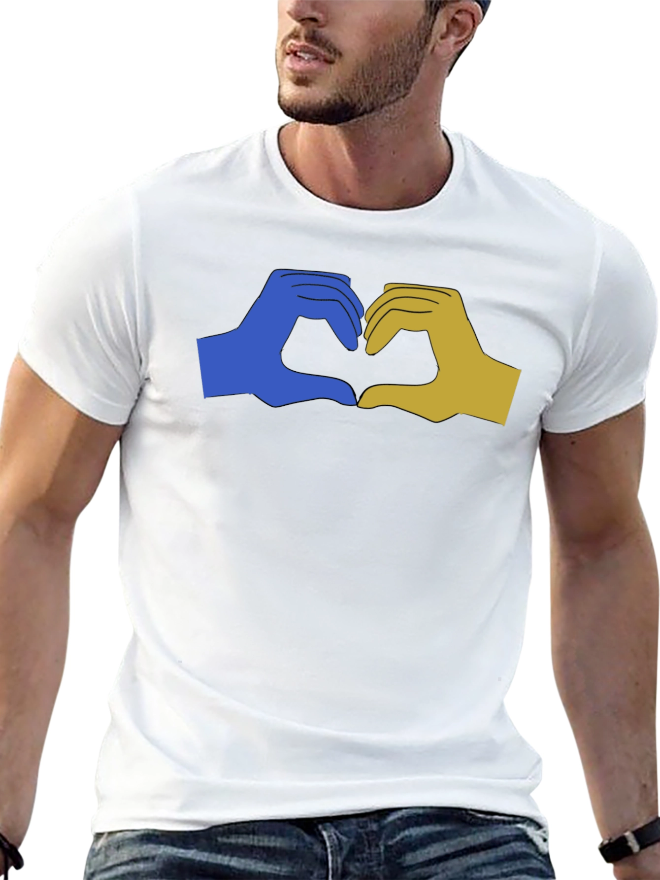 Ukraine Heart Hands Graphic Tee - Black Unisex T-Shirt