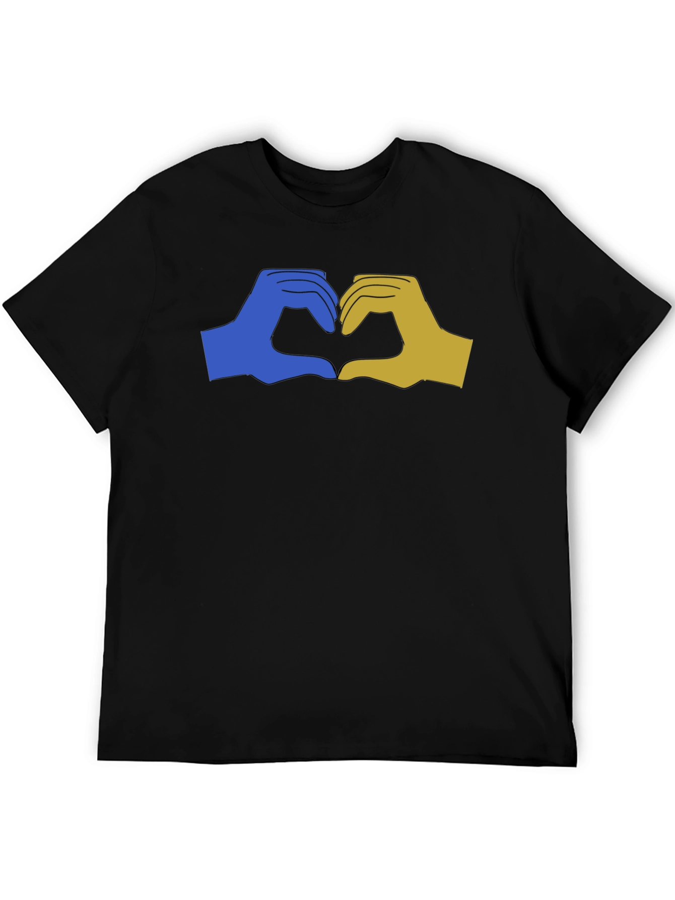 Ukraine Heart Hands Graphic Tee - Black Unisex T-Shirt