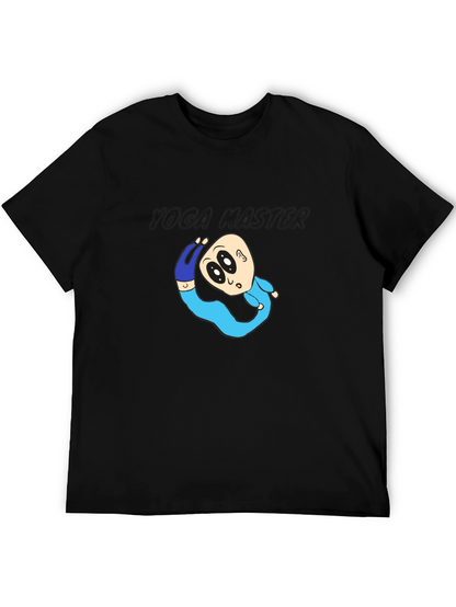Yoga Master Cartoon Black T-Shirt