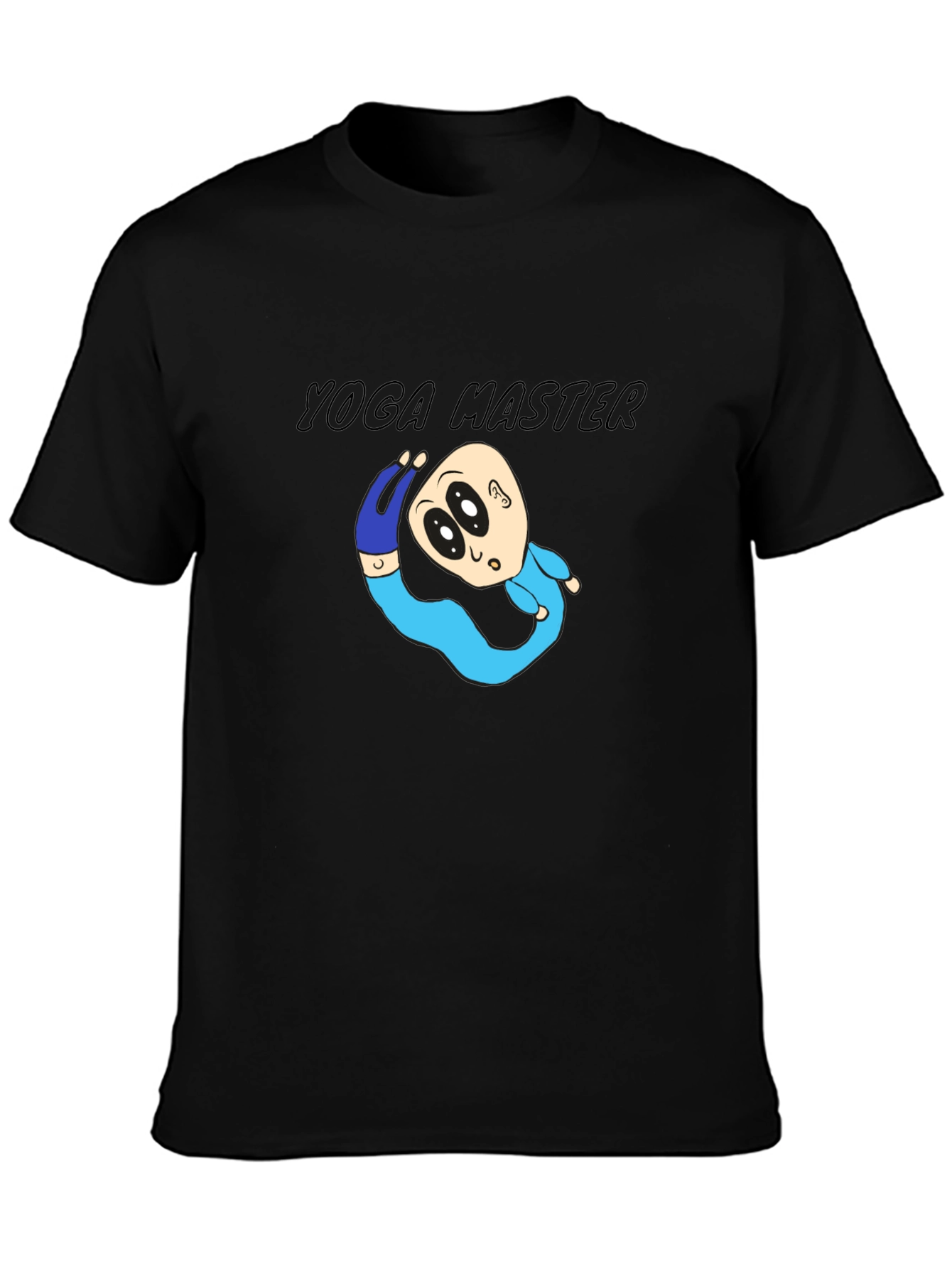 Yoga Master Cartoon Black T-Shirt