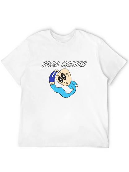 Yoga Master Cartoon Black T-Shirt