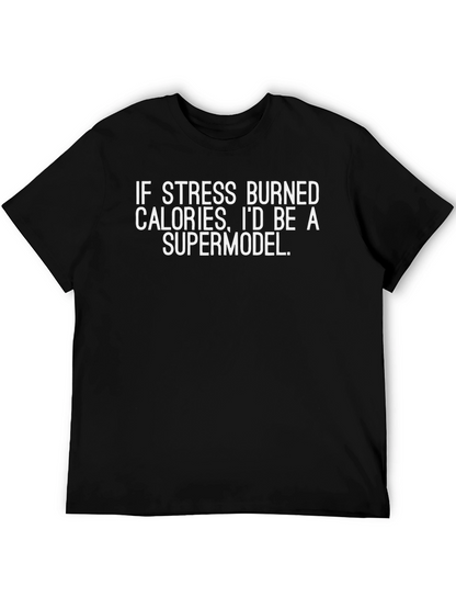 Funny Stress Burned Calories Graphic Tee - Black