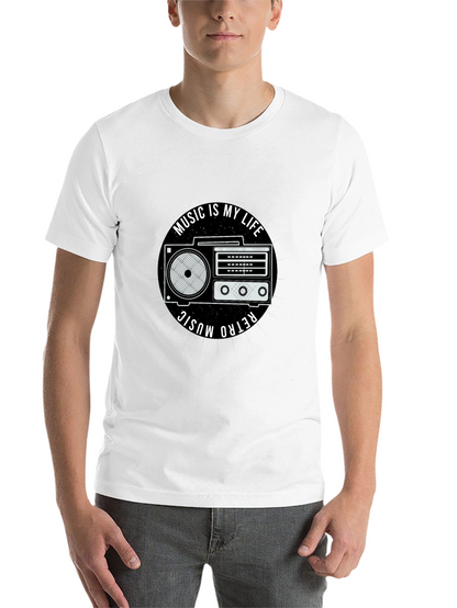 Retro Music is My Life Black Graphic Tee