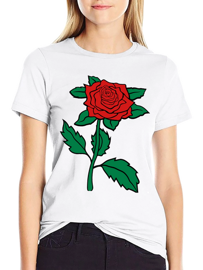 Red Rose Graphic Tee - Mens Black Cotton T-Shirt