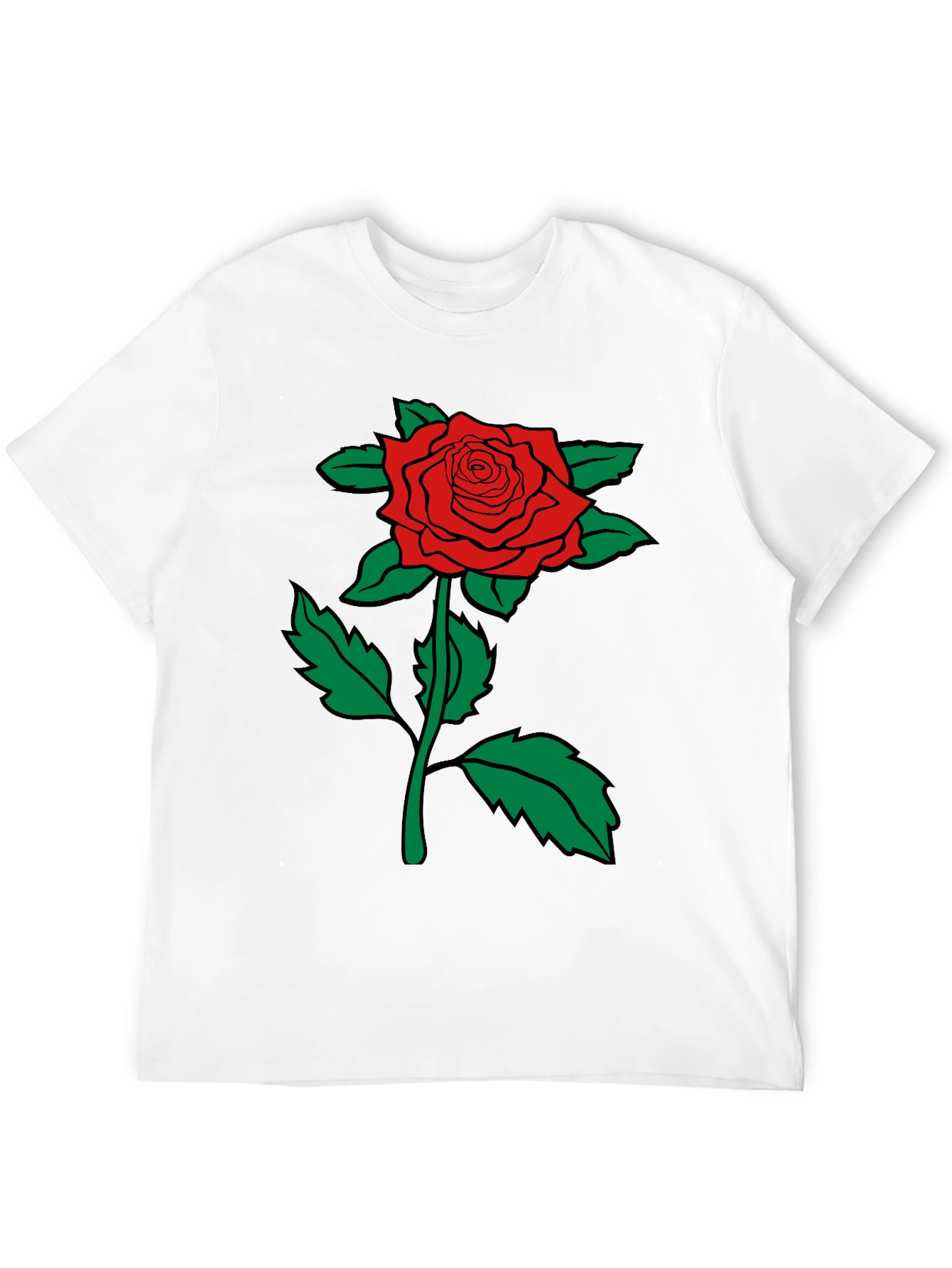Red Rose Graphic Tee - Mens Black Cotton T-Shirt