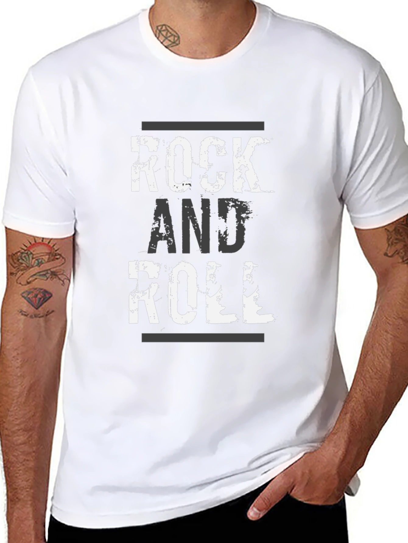 Rock and Roll Graphic Print Black T-Shirt