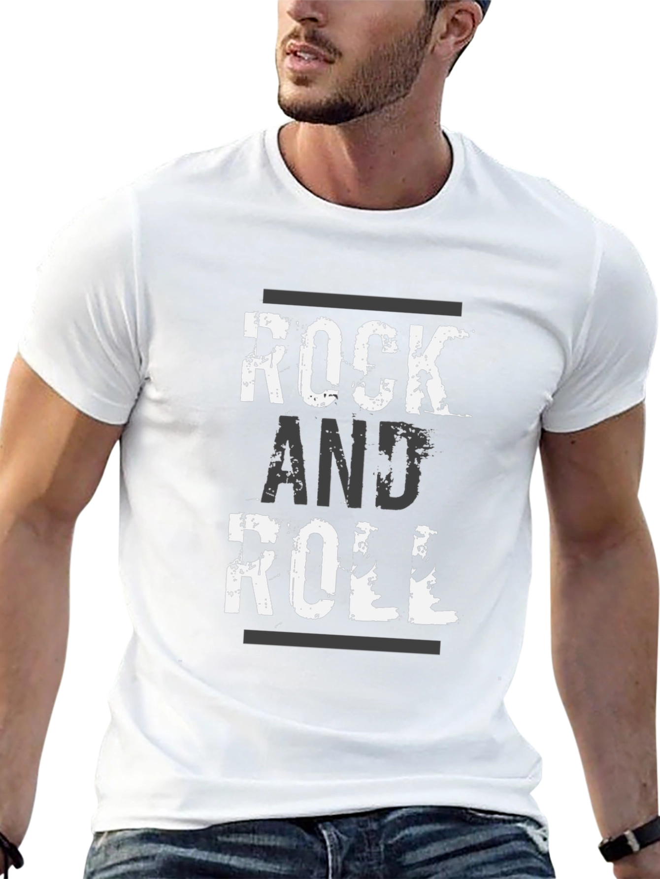 Rock and Roll Graphic Print Black T-Shirt