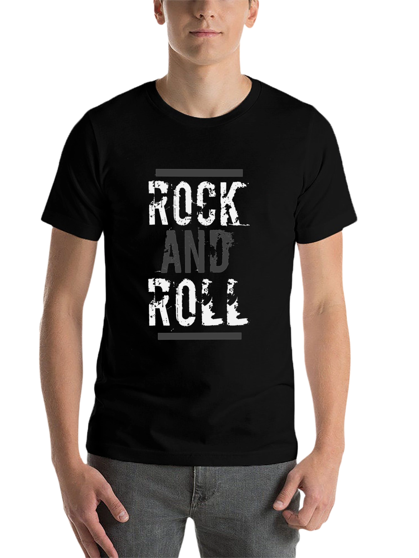 Rock and Roll Graphic Print Black T-Shirt