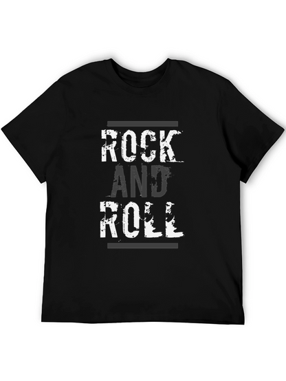 Rock and Roll Graphic Print Black T-Shirt