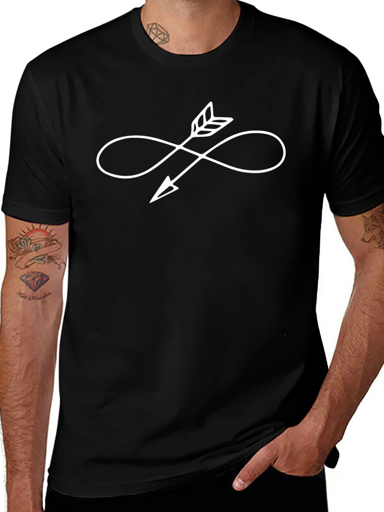 Infinity Arrow Graphic T-Shirt - Casual Black Tee