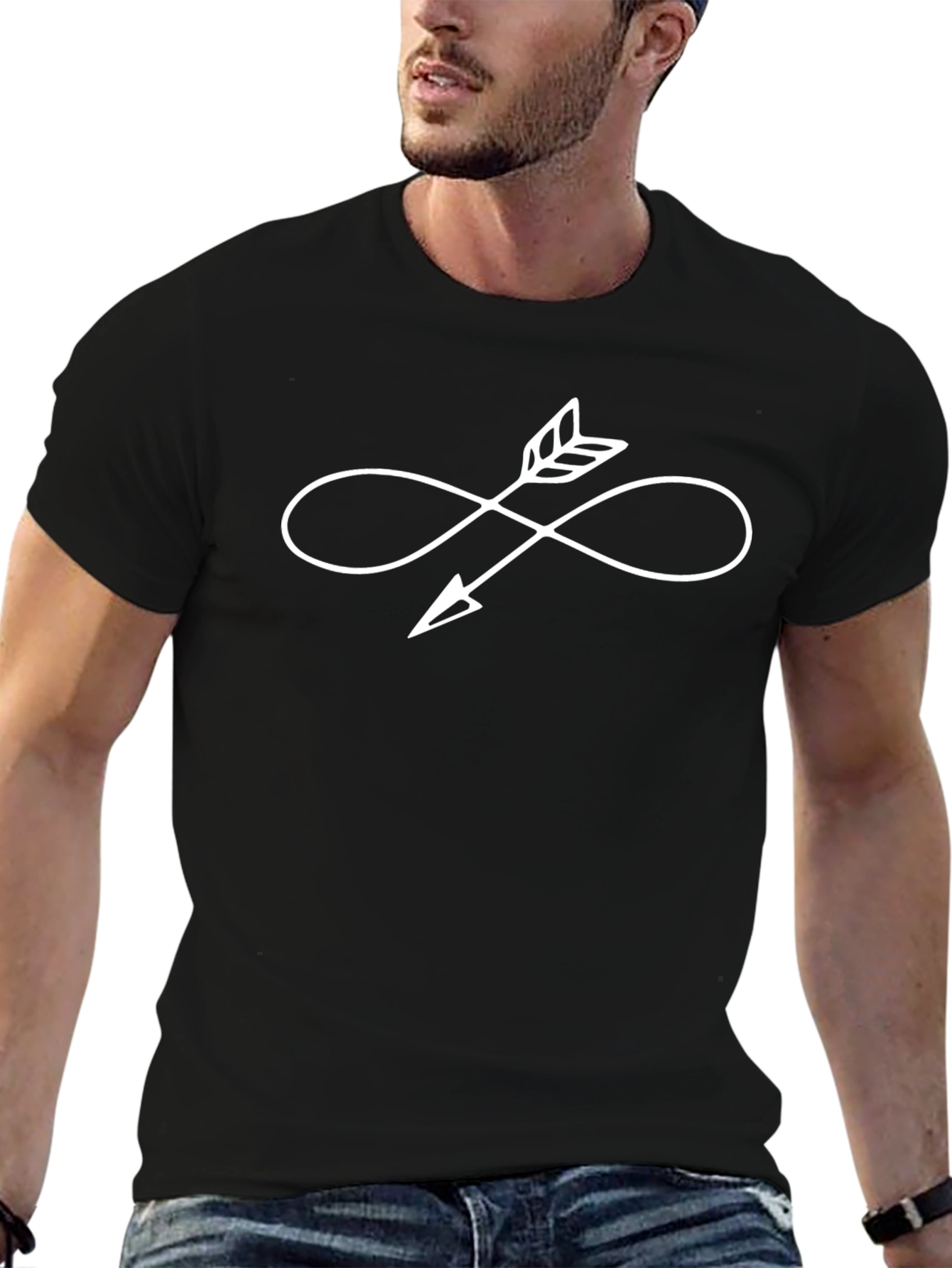 Infinity Arrow Graphic T-Shirt - Casual Black Tee