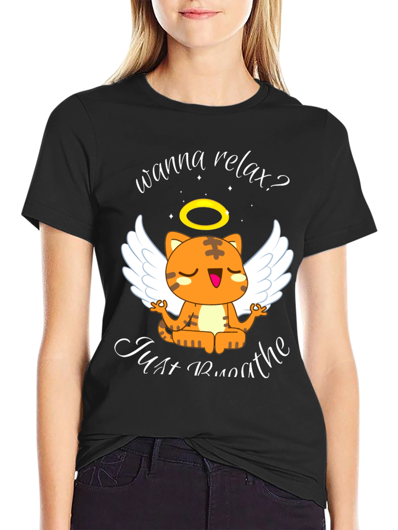 Relax Cat T-Shirt - Wanna Relax? Just Breathe Tee