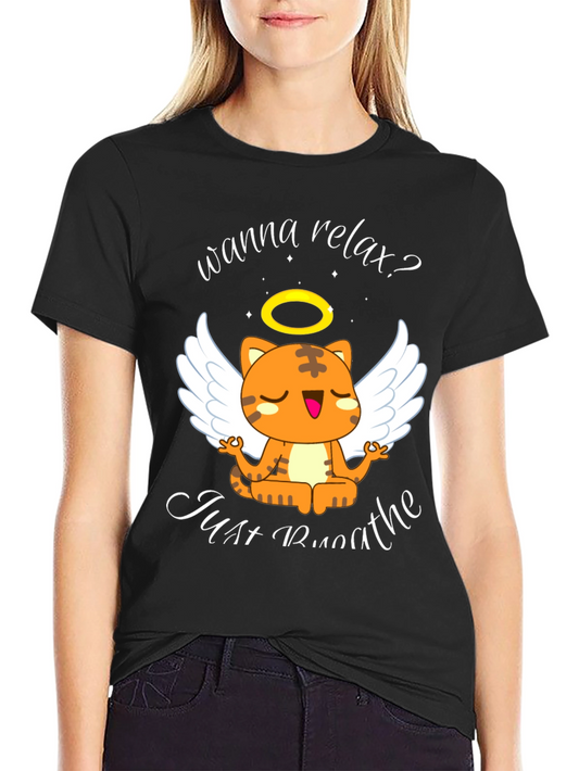 Relax Cat T-Shirt - Wanna Relax? Just Breathe Tee