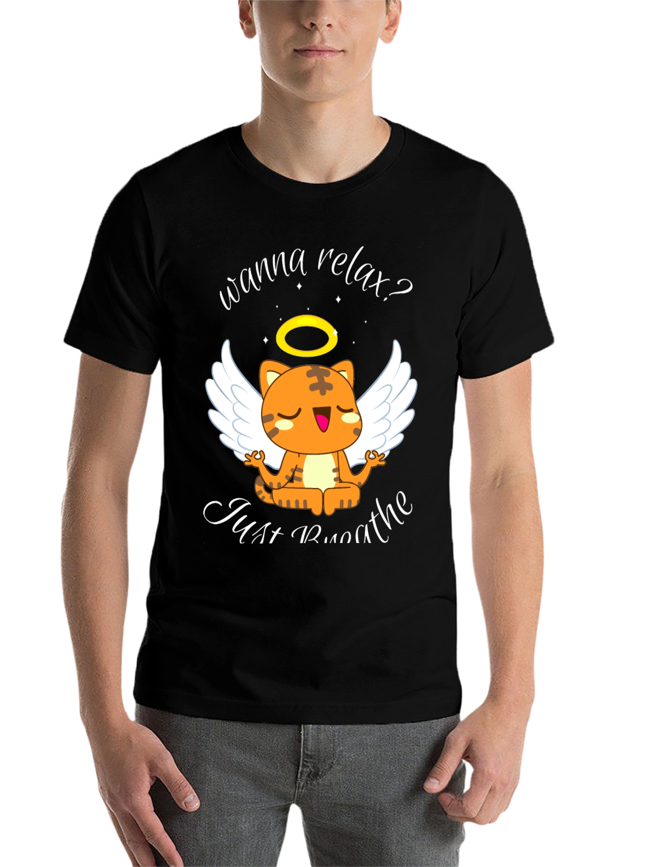 Relax Cat T-Shirt - Wanna Relax? Just Breathe Tee
