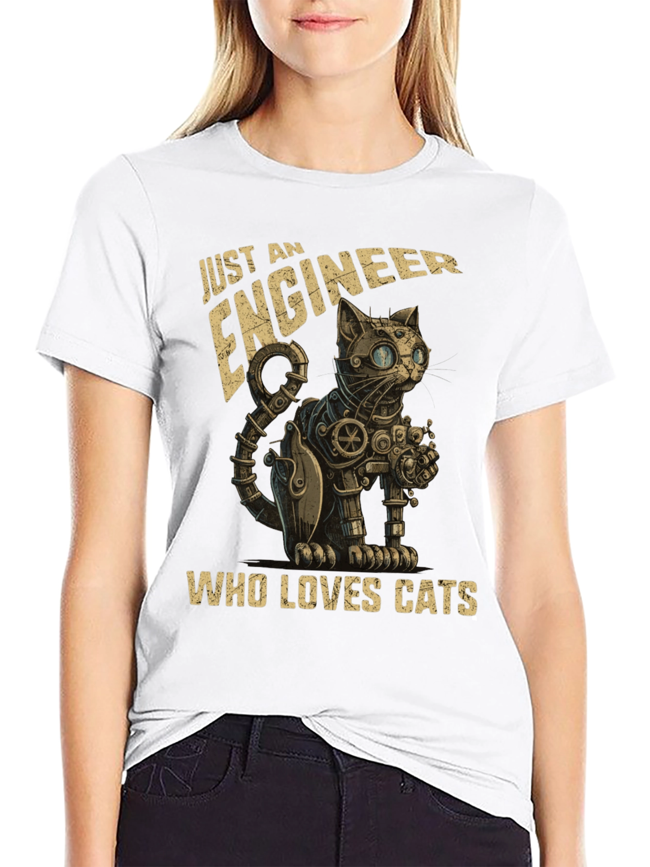Engineer Cat Lover T-Shirt - Steampunk Style