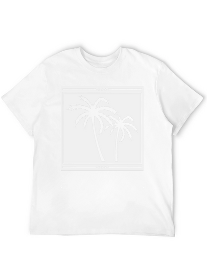 Palm Tree Graphic Tee - Black Cotton Casual Shirt